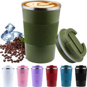 Stainless Steel Coffee Mug – For Hot & Iced Drinks 470ml(Olive Green)