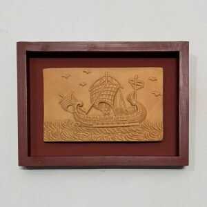 মাটির টেরাকোটা সাম্পান W 13″ × L 9.5″ নরমাল (কাঠের ফ্রেম)